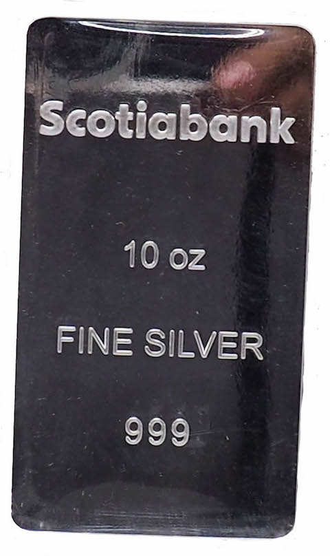 10 Oz Silver Scotiabank Bar - Gold Bars In Canada